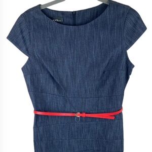 Denim Cap Sleeve Sheath Dress